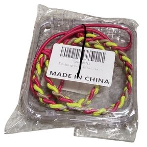 Braided Elastic Hair Ties Neon Pink Green Set